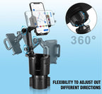 Cup Holder Phone Mount, 2 in 1 Cup Holder Expander for Car Long Arm with 360°Rotation Cup Holder Cell Phone Holder for Car Compatible with All Smartphones - Image 3
