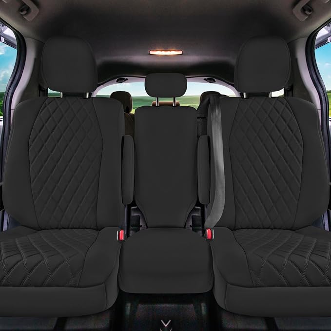 FH Group Custom Fit Car Seat Covers Specifically Made for Toyota Sienna 2011-2020, Car Seat Cover 2nd Row Set, 8 Seater Automotive Seat Covers in Black Neoprene, Waterproof and Washable Seat Covers - Image 4