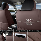 Coverado Tacoma Seat Covers, Leather Car Seat Covers Full Set Custom Fit 2005-2023 Toyota Tacoma Double/Crew Cab, Seat Covers for Cars Car Seat Protector(Brown) - Image 2