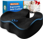 BlissTrends Thick Seat Cushion for Office Chair & Car Seat, XL, Black | Memory Foam with Removable Cover, Ergonomic Tailbone & Sciatica Support for Pressure Relief and Long Sitting, 3.9" Thick by BlissTrends