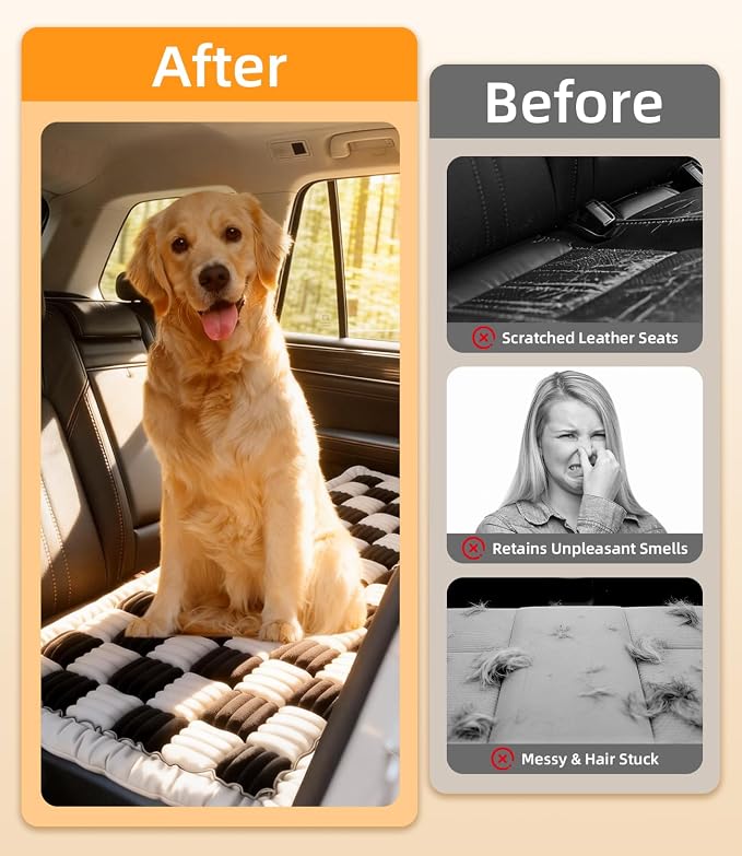 Dog Car Bed, Non-Slip Dog Seat Cover | Universal Back Seat Protector | Premium Chenille Comfort, Scratch Resistant, Silicone Backing & Machine Washable, Fits Most Cars, Trucks & SUVs - Image 3