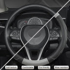 West Llama 3D Texture Steering Wheel Cover for Toyota, Anti-Slip Design, Premium Leather, Custom Fit for 14.5-15 inch, Stylish Interior Decoration(Gray+Black-Standard Size) - Image 5