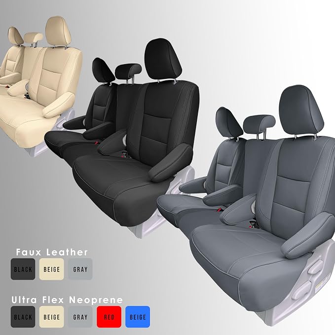 FH Group Custom Fit Car Seat Covers Specifically Made for 2011-2020 Toyota Sienna 8 Passenger, Car Seat Cover 2nd Row, Automotive Seat Covers in Solid Gray Faux Leather, Waterproof and Washable - Image 5