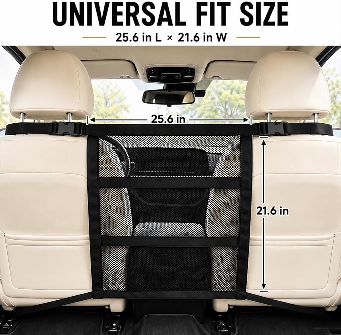 Dog Car Barrier,Car Net for Dogs, Pet Divider for SUVs, Sedans and Trucks | Reinforced Breathable Mesh, Easy Installation - Image 3