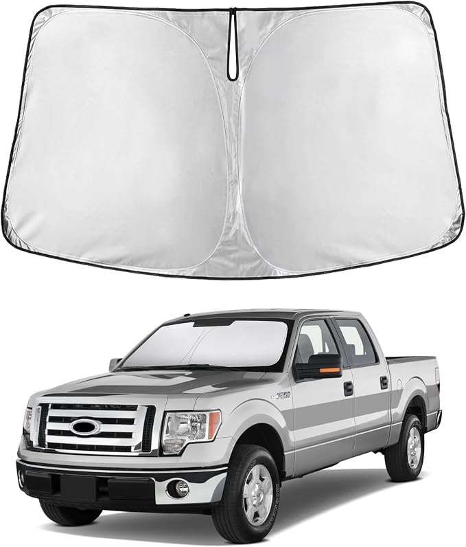 EcoNour Windshield Sunshade Compatible for Ford F150 2009-2012 2013 2014 | Sun Visor for Front Windshield & Window Sun Shade Cover, UV Heat Blocker & Protector, Car Accessories by EcoNour
