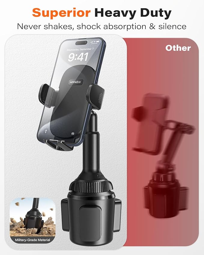 APPS2Car Universal Car Cup Phone Holder | Quick Extension Long Arm | 360° Swivel | Adjustable for iPhone, Samsung, Google, and All Smartphones | Stable & No Shake Design - Image 4