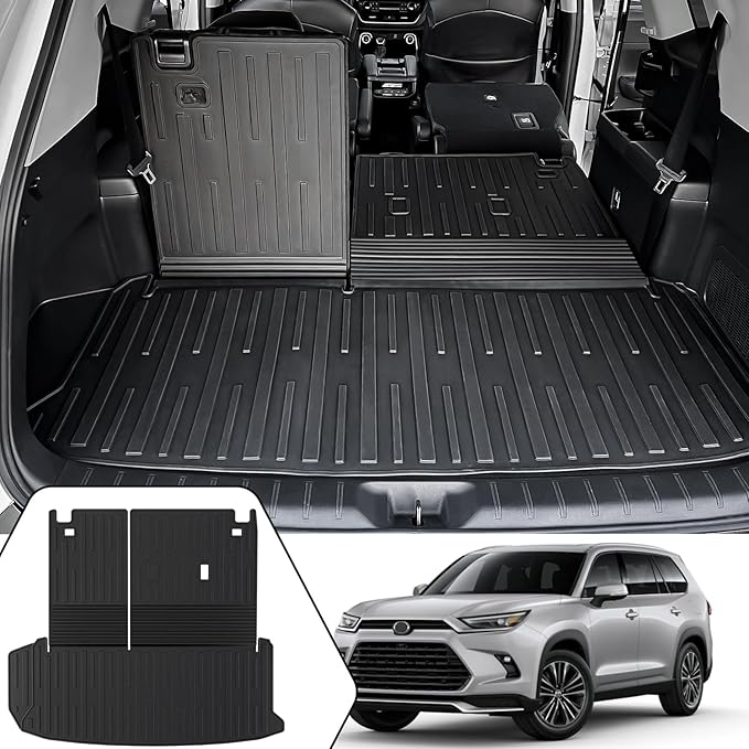Cargo Mat for Toyota Grand Highlander 2024-2026 Accessories | One-Piece Cargo Liner & Rear Seat Back Protector, All Weather TPE, Non Slip & Odorless & Scratch Proof, Quick Clean by JOULARISE