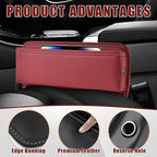 Ziciner Car Seat Gap Organizer, Premium Leather Auto Seat Storage Box, Vehicle Adjustable Front Seat Gap Filler, Car Seat Side Pocket Organizer for Phones, Glasses, Keys, Money, Cards (Red) - Image 3