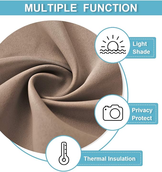 RYB HOME French Door Curtain 80 inch Long, Blackout Blinds for Patio Door | Thermal Insulated, Self Adhesive, Privacy, For Bedroom Kitchen Front Entry Front Back Door Glass Window, W34 x L80, 1 Panel - Image 7