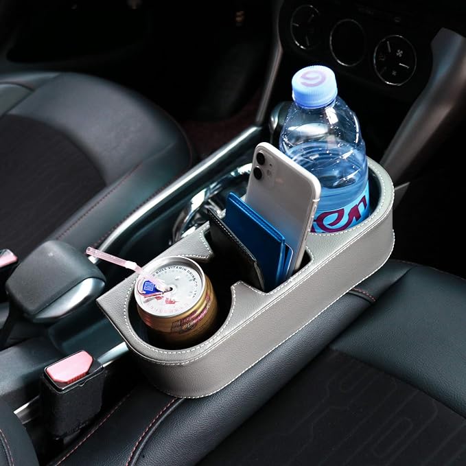 Car Seat Gap Filler Organizer with Cup Holder, Gray - Image 6