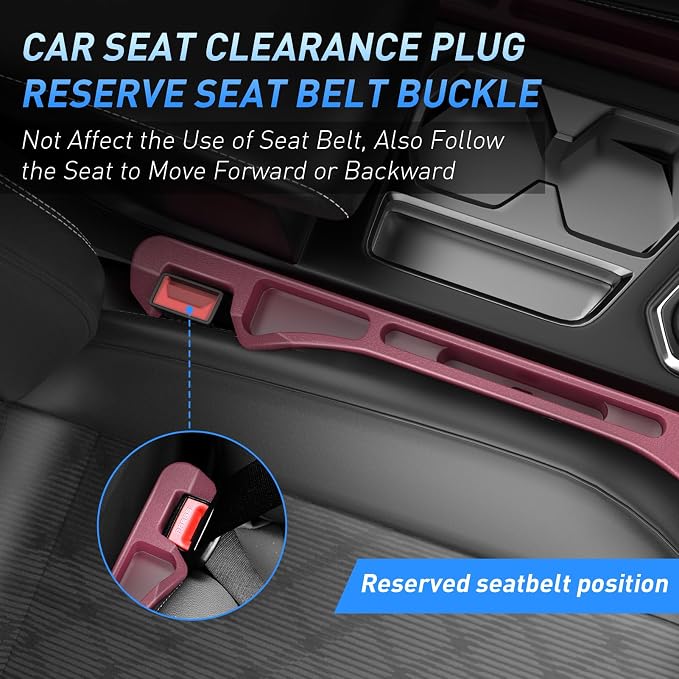 Car Seat Gap Filler 2Pack, Inserts Between Seats Console with Organizer Storage Upgraded Phone Holder Side Seat Gap Fillers Cars Front Seats Fill Plug Car Essentials for Vehicle SUV Truck (Wine Red) - Image 5
