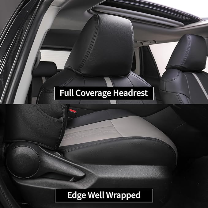 Faux Leather Seat Covers for 2022-2026 Toyota Corolla Cross Hybrid | Full Set Suv Seat Cushion for Corolla Cross L/XLE/LE,Luxury Waterproof Car Seat Protector,Factory Look,Black-Gray-84 - Image 3