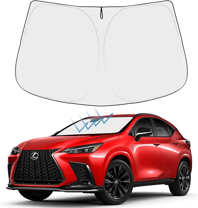 Proadsy Custom Fit 2022-2026 Lexus NX Windshield Sun Shade, Blocks Heat | 240T Heat Shield, Drops Temp 54°F, Blocks 99% UV, Prevents Dashboard Cracking, Summer Parking & Beach Trips, Easy Twist-Fold by Proadsy