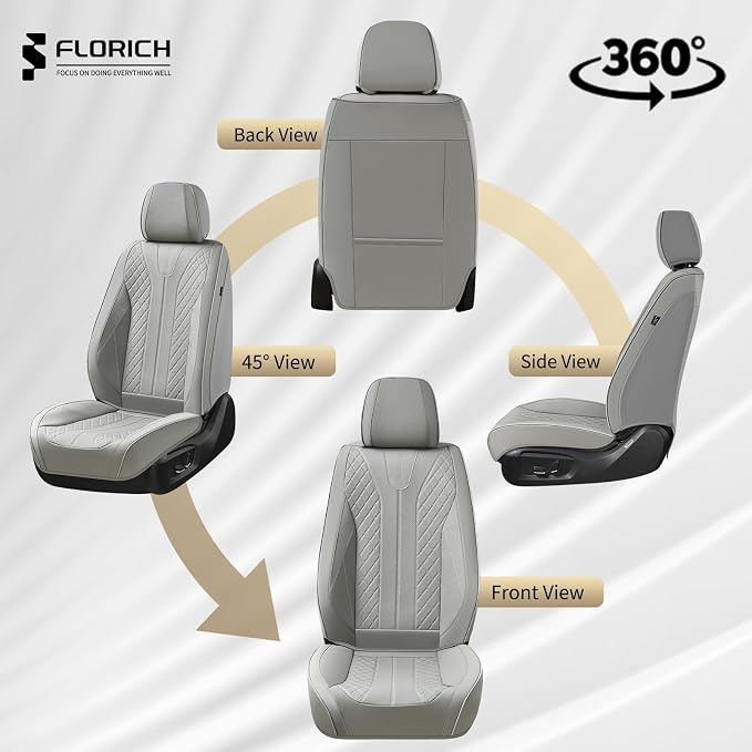 FLORICH Seat Covers, Car Seat Covers Front Seats Faux Leather Automotive Seat Covers Luxury Waterproof Car Seat Cover Protectors Universal Fit for Most Cars SUV Trucks, Gray - Image 7