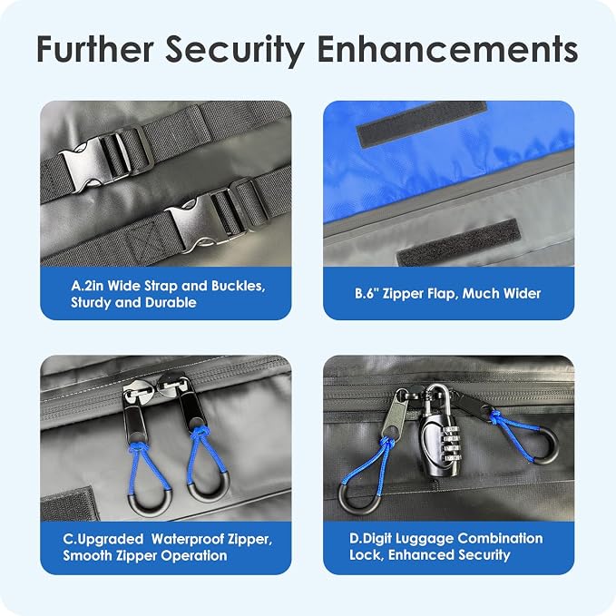 Car Rooftop Cargo Carrier Bag 15-20 Cubic Feet(20Cu.Ft-Blue) - Image 3
