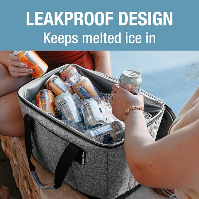 CleverMade Tahoe Collapsible Cooler Bag, Large Travel Cooler, Heather Gray | Keep Food and Drinks Cold Without Bulky Storage | The Leak-Resistant Liner Contains Meltwater, and the Frame Folds Flat - Image 2