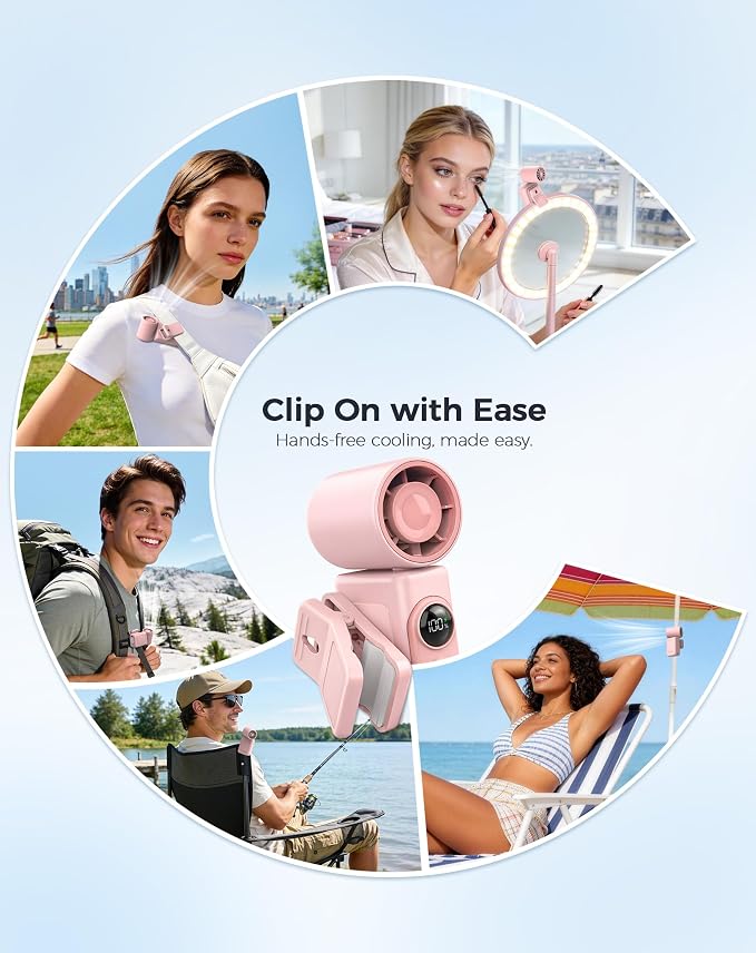 Hotsales Clip-On Portable Fan for Strollers, Handheld Turbo Fan for Travel | Small But Mighty Mini Fan, Detachable 360° Rotating Clip, LED Display, Rechargeable, Summer Outings, Gifts For Women And Men - Image 5