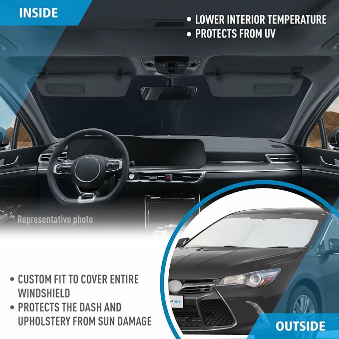 CLIM ART Windshield Sun Shade for Toyota Camry 2015-2017, Custom-Fit Foldable Car Sunshade, Vehicle Sun Protector, Front Auto Windshield Cover, Car Accessories - WS7005 - Image 5