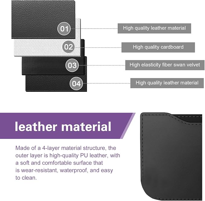 Car Storage Pocket, Multifunctional Elastic Mesh Side Pouch for Phone & Cards & Receipts, PU Leather Anti-scratch Seat Gap Organizer, Self-adhesive Storage Part for Most Cars (Black) - Image 5