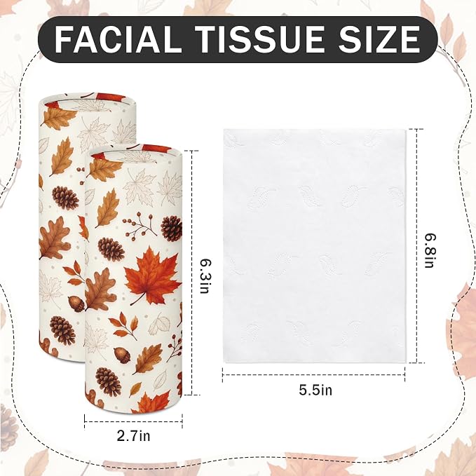 Arttown Car Tissue Holder for Cup Holder Facial Tissues 12 Pack Fall | Foliage Bulk 3-Ply,Refillable Marble Print Cylinder Tissue Boxes,Fit Car Home Office School (600 Sheets Total,50 Sheets Each) - Image 2