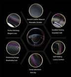 Gomass Car Steering Wheel Cover, Anti-Slip, Safety, Soft, Breathable, Heavy Duty, Thick, Full Surround, Sports Style (Black with Purple line) - Image 4