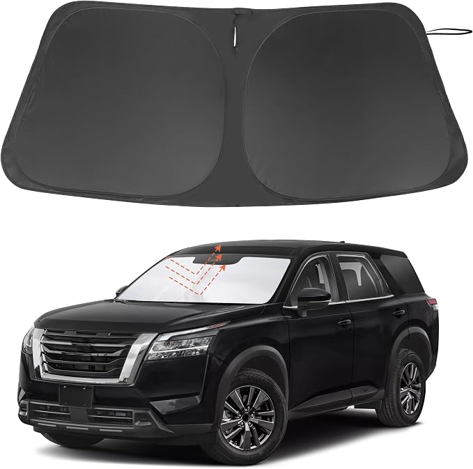 Windshield Sun Shade for 2022-2026 Nissan Pathfinder Accessories | Full covered, Foldable & Durable, Block UV Rays, Reduce Heat, Easy to install, Keep Car Cooler by LHFLIVE