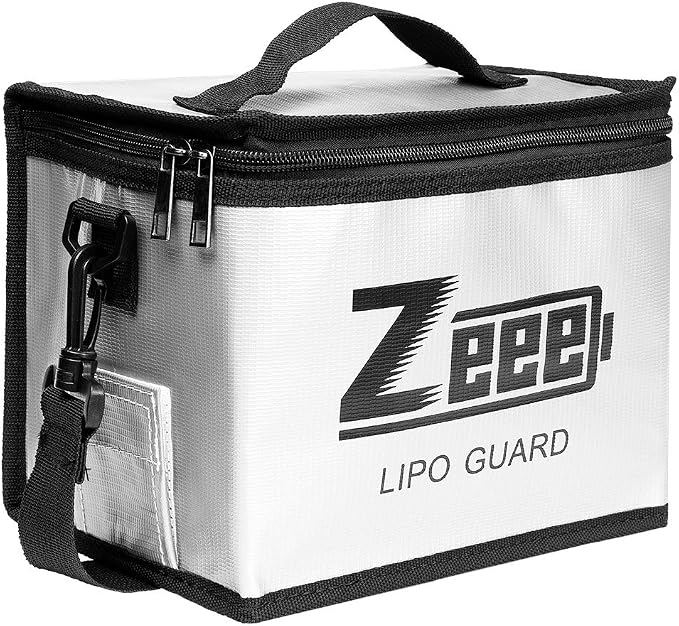 Zeee Fireproof Explosionproof Lipo Bag Battery Storage(8.46 x 6.5 x 5.71in) | Large Capacity Guard Pouch for Lipo Charge & Storage by ZeeePowerDirect