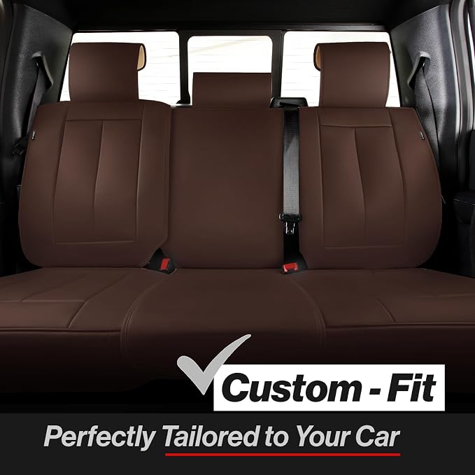 Coverland Custom SUV Car Seat Covers for 2006-2014 Subaru Tribeca | Premium Waterproof Faux Leather Non-Slip Memory Foam Airbag Compatible Custom Fit Interior Protector [Rear Seat-Dark Brown] - Image 2