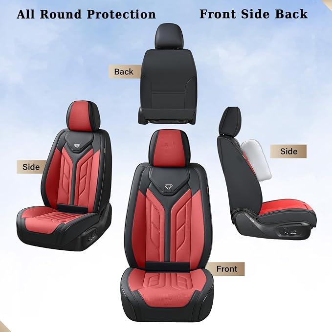 Coverado Seat Covers, Car Seat Covers Front Seats, Leather Seat Covers for Cars, Automotive Seat Covers Car Seat Protector Car Seat Cushion Universal Fit for Most Sedans SUV Pick-up Truck(Burgundy) - Image 6