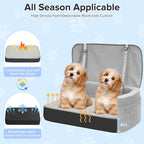 BLVRYVIO Large Dog Car Seat for Medium Sized Dogs Under 55lbs or 2 Smalls | Double Pet Booster Dog Seat for Car with 4" Memory Foam for Back Seat, Triple Safety Belts, Storage Pockets, Washable, Gray - Image 4