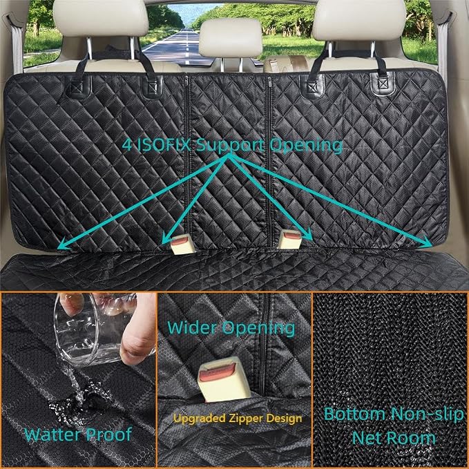 ANOSOSPECIAL Dog Car Seat Cover for Back Seat,Car Seat Protector for Dogs Nonslip Water Proof Universal Fit Dog Car Seat Cover for ISOFIX Truck SUV(Large,Black) - Image 4