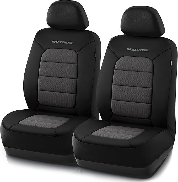 Skechers Memory Foam Seat Covers,Thick Cool Touch Fabric Seat Covers,Front Seat Covers Airbag Compatible,Automotive Comfort Protection for Most Cars,Vans,Trucks,SUV,Floor Grey by Unknown