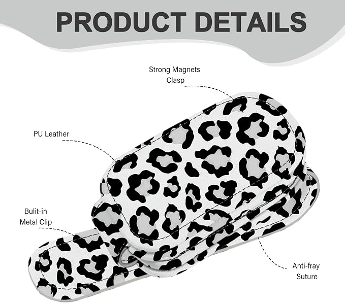 2 Pack Sunglass Holder for Car Visor, Universal Magnetic Car Sunglass Holder for Different Size Eyeglasses, Car Visor Accessories (Leopard-White) - Image 2
