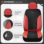 Coverado Seat Covers Full Set, Waterproof Car Seat Covers, PU Leather & Breathable Mesh Seat Protectors, 5-Piece Automotive Seat Covers, Universal Fit for SUVs, Trucks, Sedans - Image 4