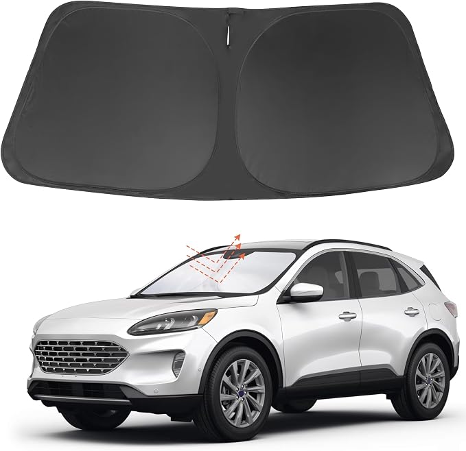 Front Windshield Sun Shade Foldable Car Front Window Sun Shade Windshield Shade Custom Fit for 2020-2026 Ford Escape Block UV Rays Car Accessories Heat Keep Cooler by FannycCargoCover