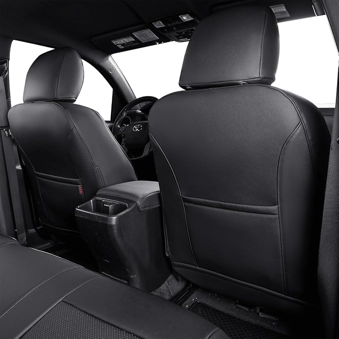 EKR Custom Fit Tacoma Car Seat Covers for Toyota Tacoma 2016 2017 2018 2019 2020 2021 2022 2023 Access Cab -Full Set,Faux Leather(Black) - Image 4