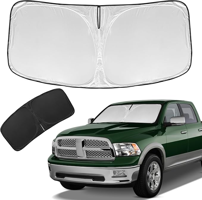 for Dodge RAM 1500 2019-2025 2026 Sun Shade Sunshade Windshield Cover | 4 Layers Front Window Shade for RAM1500 2Dr RegularCab 4Dr QuadCab CrewCab MegaCab Pickup Sun Visor Car Accessories by ZOIBVCARSUNSHADE