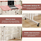 SIDUCAL Mobile Stand Up Desk with USB Ports and Outlets, Adjustable Laptop Desk on Wheels, Home Office Workstation, Rolling Laptop Cart for Standing or Sitting, 31.5" x 23.6"Pink - Image 8