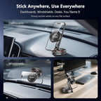 SYNCWIRE for MagSafe Car Mount [2-Axis Design] Nano Adhesive Gel + Suction Cup Magnetic Phone Holder for Dashboard & Windshield, 360° Adjustable for iPhone 17 16 15 14 13 12 11, Samsung, Carbon Fiber - Image 9