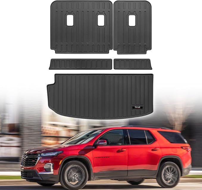 Custom for 2018-2023 Chevy Traverse /2024 Traverse Limited Cargo Mats Trunk Liner and Rear Seat Backrest Mat All Weather TPE Protection Mat Accessories (for 2018-2023 Chevy Traverse) by Yonugli