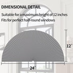 Myshade Arch Window Shades Half Circle Blackout Cellular Shades Cordless No Drill Blinds for Windows Half Moon Honeycomb Fabric No Tools Room Darkening Shades Easy Install (1PCS Grey 24" W X 12" H) - Image 3