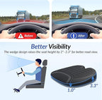 Wedge Car Seat Cushion for Tailbone Pain Relief & Better Visibility, Ergonomic Memory Foam Seat Cushion for Car with Breathable Channel Design, Fits Car, SUV, Truck, Non-Slip Mesh Cover - Image 4