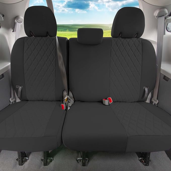 FH Group Custom Fit Car Seat Covers Specifically Made for 2011-2020 Toyota Sienna 7-8 Seater with Ultraflex Neoprene Water Resistant Automotive Seat Covers - 3rd Row Black - Image 2