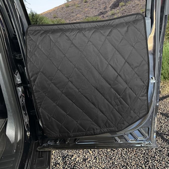 4Knines Heavy-Duty Car Door Protector for Dogs, Waterproof XL Black | 28"W x 30"L; set of two door guards with top and bottom attachment points for secure fit; installs in 60 seconds. by 4Knines