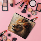 Makeup Bag Lion Makeup Bags For Purse Pouch, Wildlife Forest King Lion Travel Toiletry Bag Cosmetic Bag Makeup Bags Flax Makeup Organizer Bag Pencil Pouch For Man Woman, Brown - Image 3