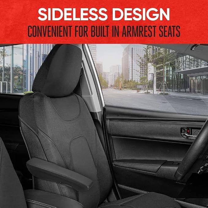 Motor Trend AquaShield Waterproof Front Seat Covers, Black Seat Covers for Cars – Neoprene Front Car Seats Cover, SUV Seat Covers Protector - Car Interior Cover for Auto, Trucks, & Dog Owners - Image 5
