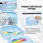 Travel Organizer, Portable Storage Bag for Toys, Snacks, & Activities, Travel Waterproof Organizer Bags with Hook & Carry Handle, Multi-Compartment (Blue) - Image 7