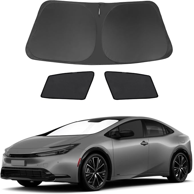 3PCS Car Window Shades Front Windshield Sun Shade Foldable Window Shade Custom Fit for Toyota Prius 2023-2026 Accessories Car Shades for Front Windows Anti-UV Rays Block Heat by FannycCargoCover