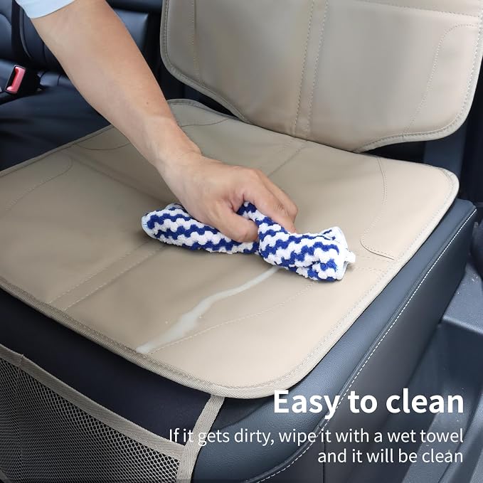 Car Seat Protector, Extra Thick Car Seat Covers Non-Slip Waterproof Mat Pad Leaving No Imprints Marks for Child Baby Pet Truck SUV Automobile (Beige-A) - Image 7