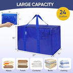 TICONN 16 Pack Extra Large Moving Bags Heavy Duty with Zippers & Carrying Handles, Durable Storage Bags Moving Boxes for Closet Organizers and Storage (16 Pack, Navy) - Image 3